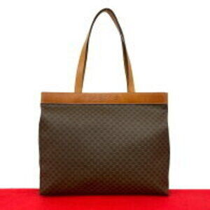 Celine logo Crocodile Macadam Blason leather tote bag brown